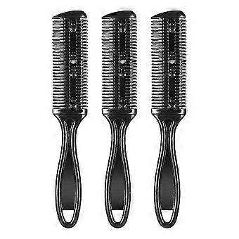 Hair Clipper Comb, Double Side Hair Cutting Trimmer Comb With Stainless Steel Blade, Pack Of 3 (black)