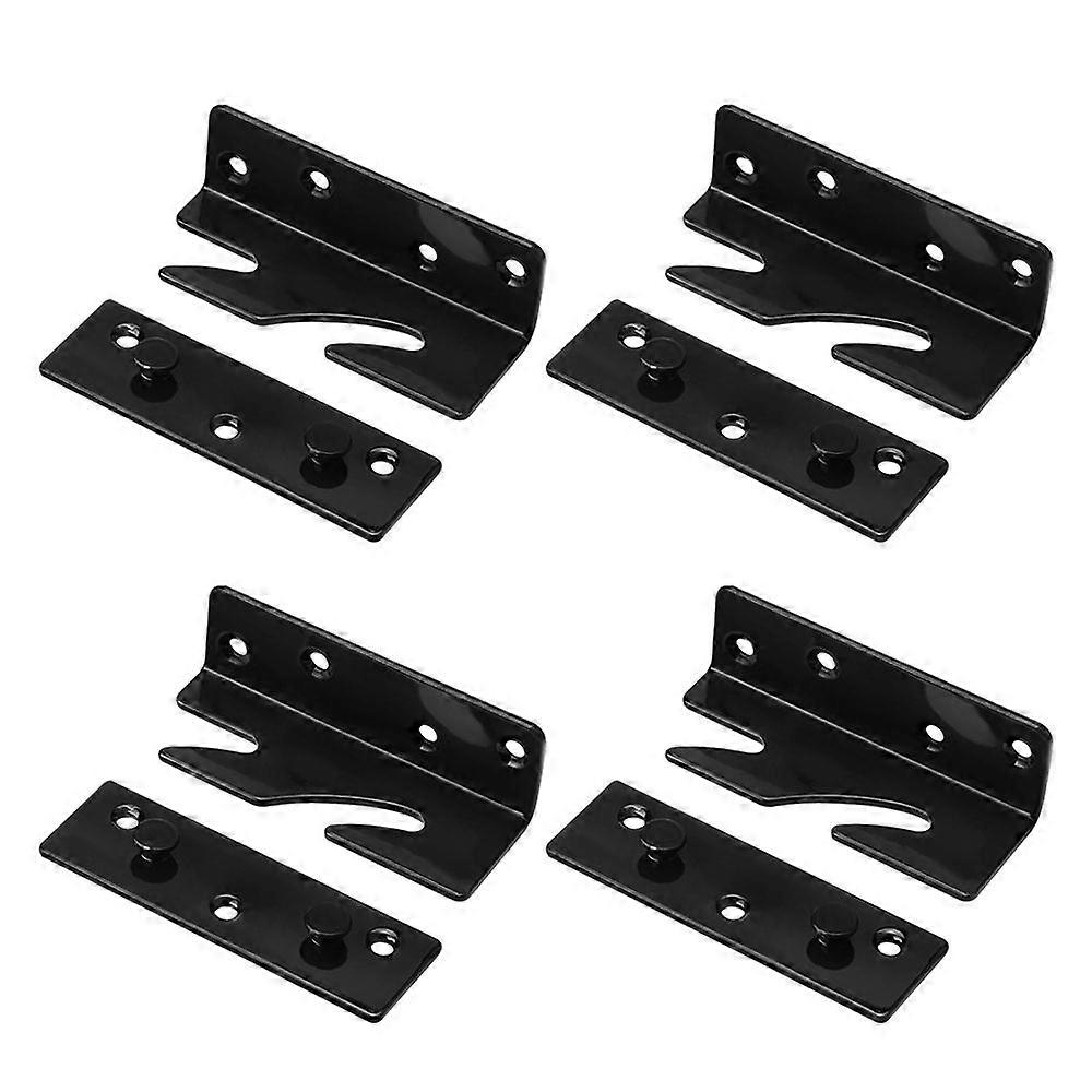 4 Set Furniture Connection Corner Fixed Bed Rail Hook Bracket Fitting Bed Hinge Snap Connectors