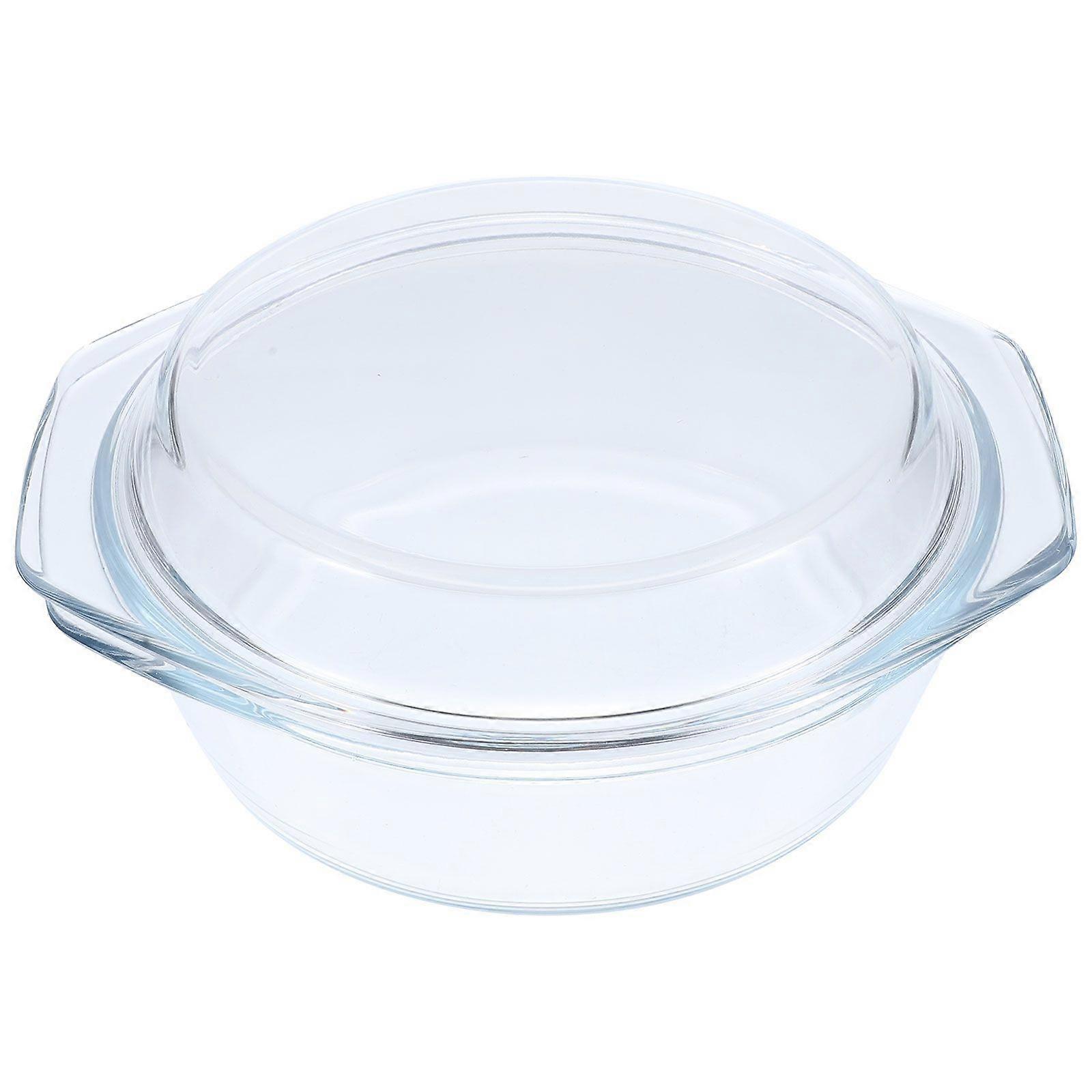 طاجن زجاجي مع غطاء مغطى بغطاء خزفي زجاجي مع مقابض وعاء زجاجي آمن للميكروويف