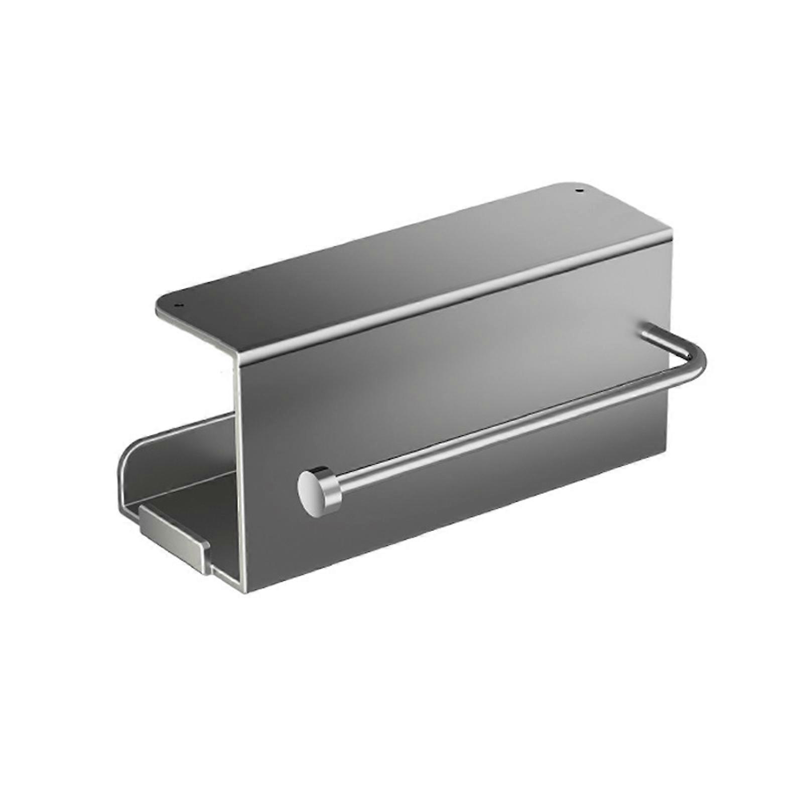 Rustproof Carbon Steel Kitchen Towel Rack With Strong Adhesive Backing Wall Mount Space Saving  Gray