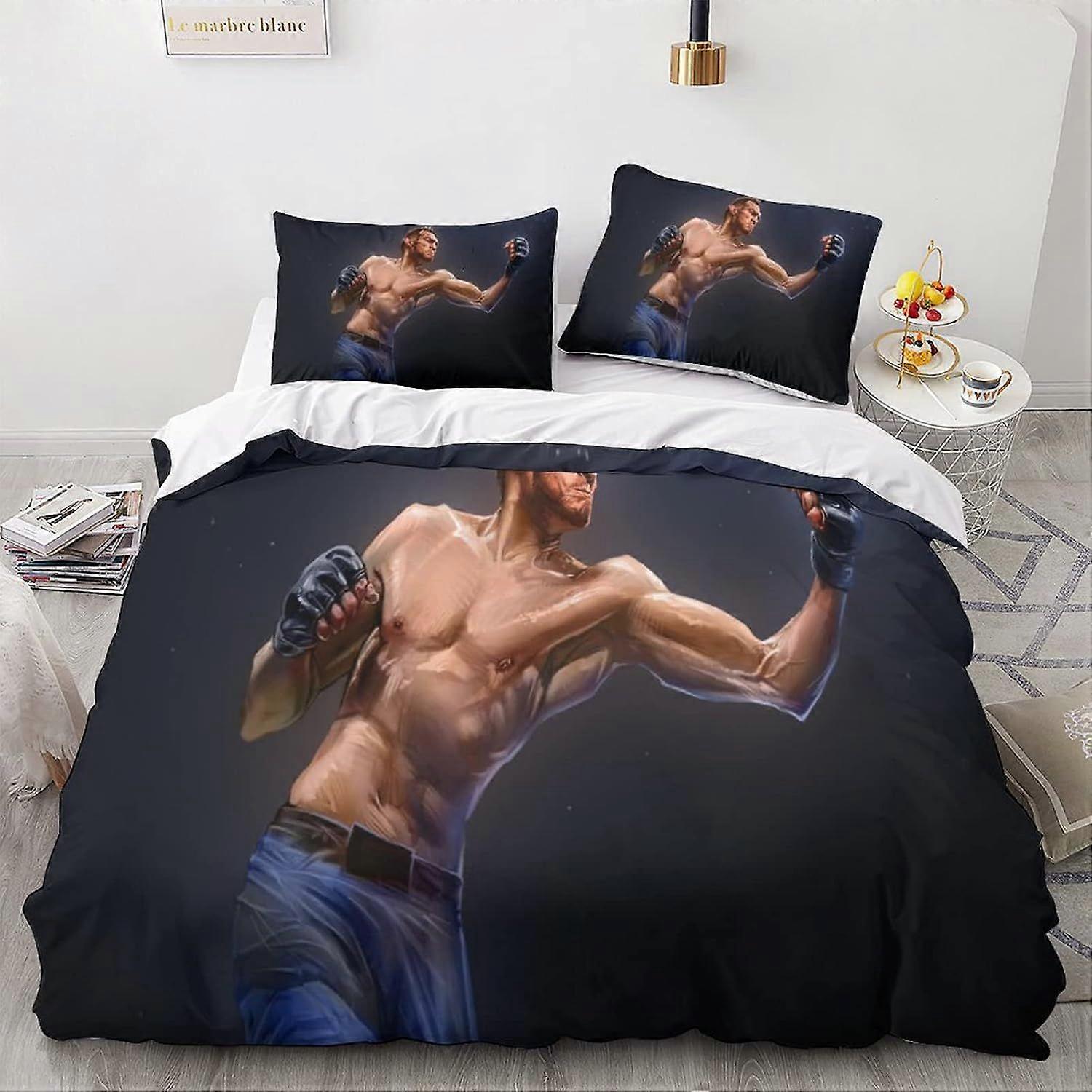 GENBAK 3 Peças UFC Duvet Cover Set 3D Fighter Impresso MMA Tema Cama Colcha Capa Edredom com fecho com zíper, Microfiber Bedding King