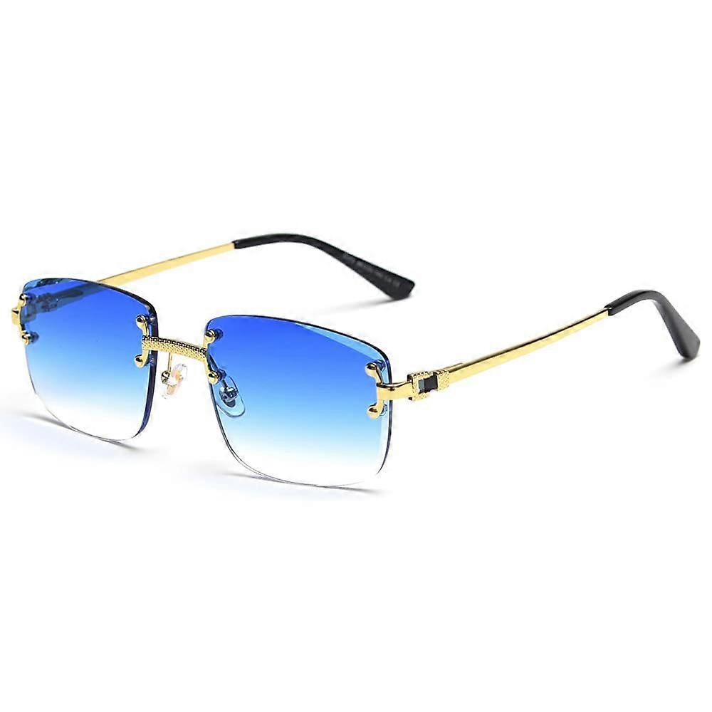 Frameless Sunglasses Square Gradient Frameless Glasses Retro Glasses - Blue
