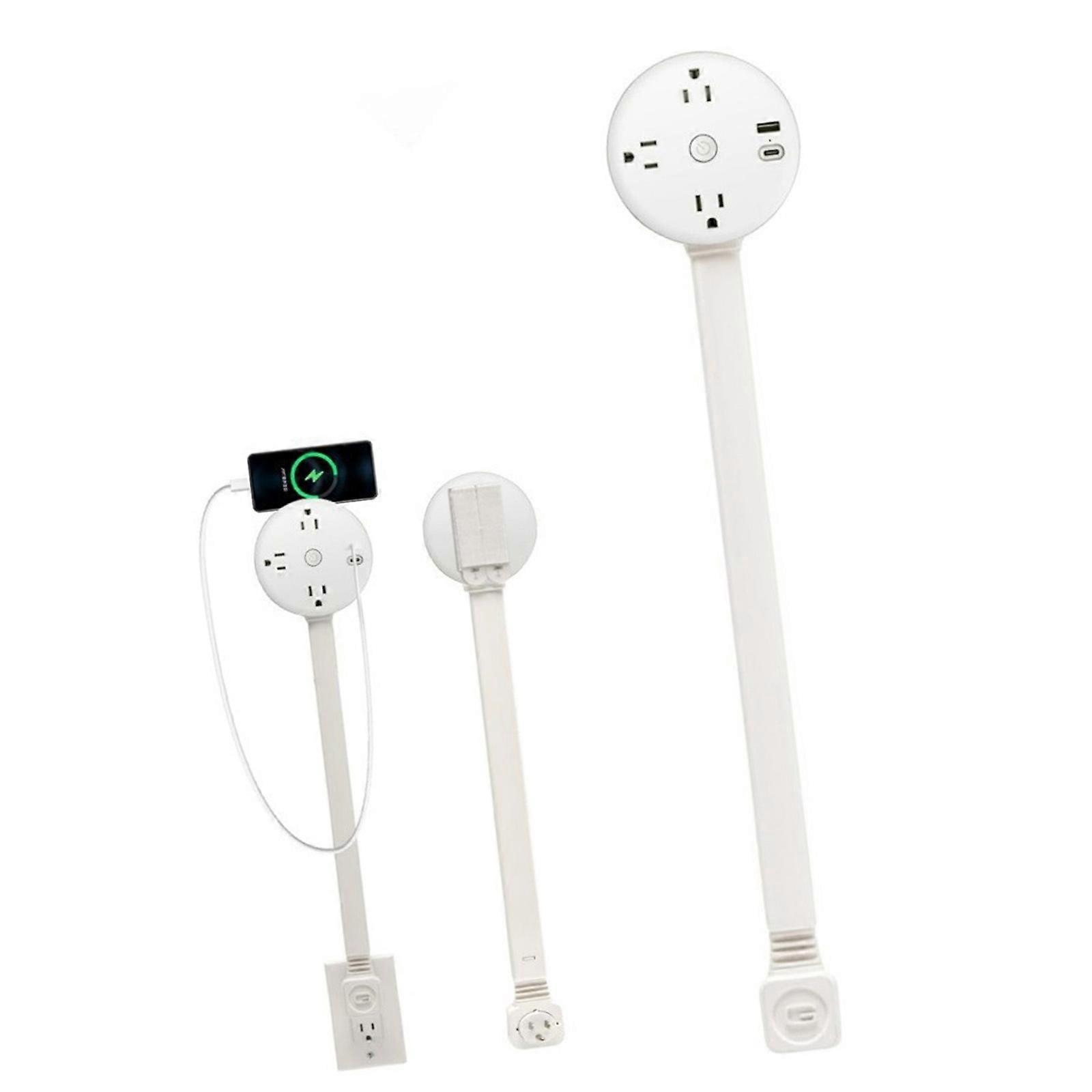 180 Degree Rotating Electrical Outlet Expander USB Charging Flexible Positioning For Desk Sofa Applications  White