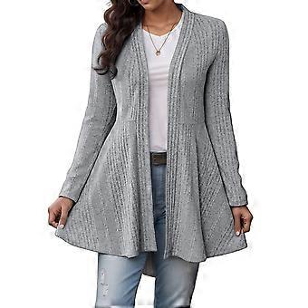 Womens Fall Open Front Long Sleeve Peplum Cardigan Jacket Shirt Medium Long Solid Color Casual Knit Sweater Top  Red XL