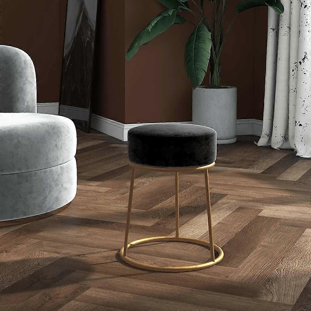 Round Stool Black Velvet