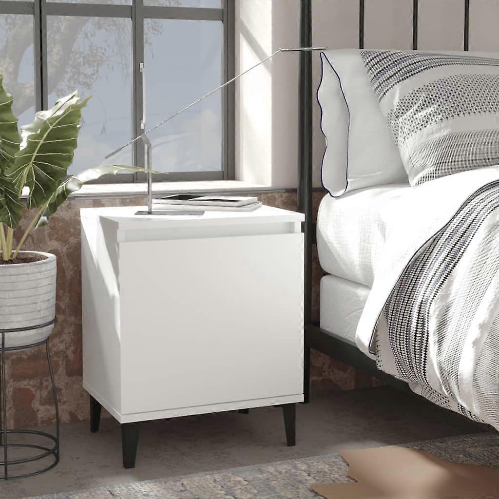 Bedside table with metal legs white 40x30x50 cm