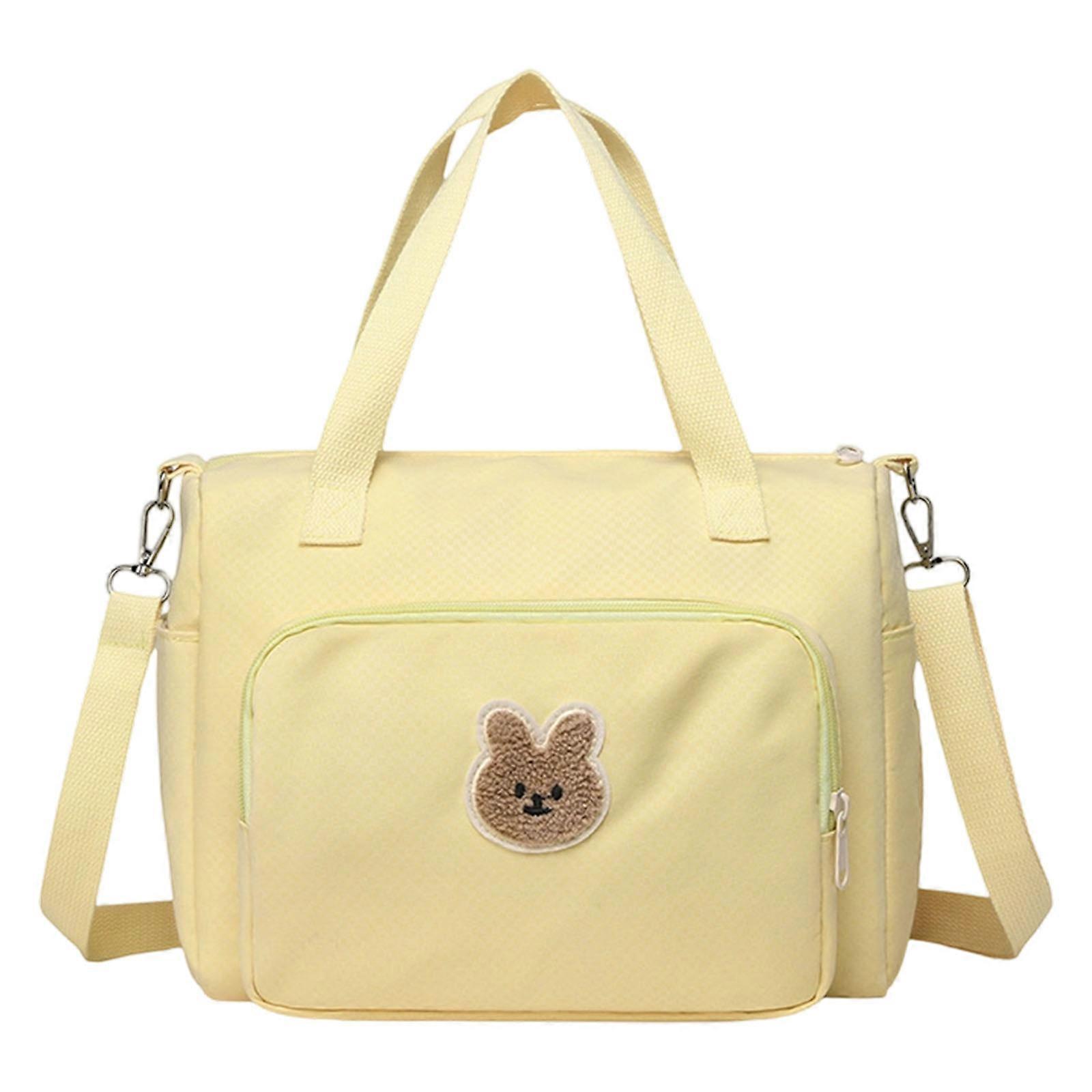 Thin Diaper Bag With Separate Insulated Compartments Water Resistant Outside Multiple Access Pouches For Wipes Dolls Set Prekindergarten Bag  Yellow