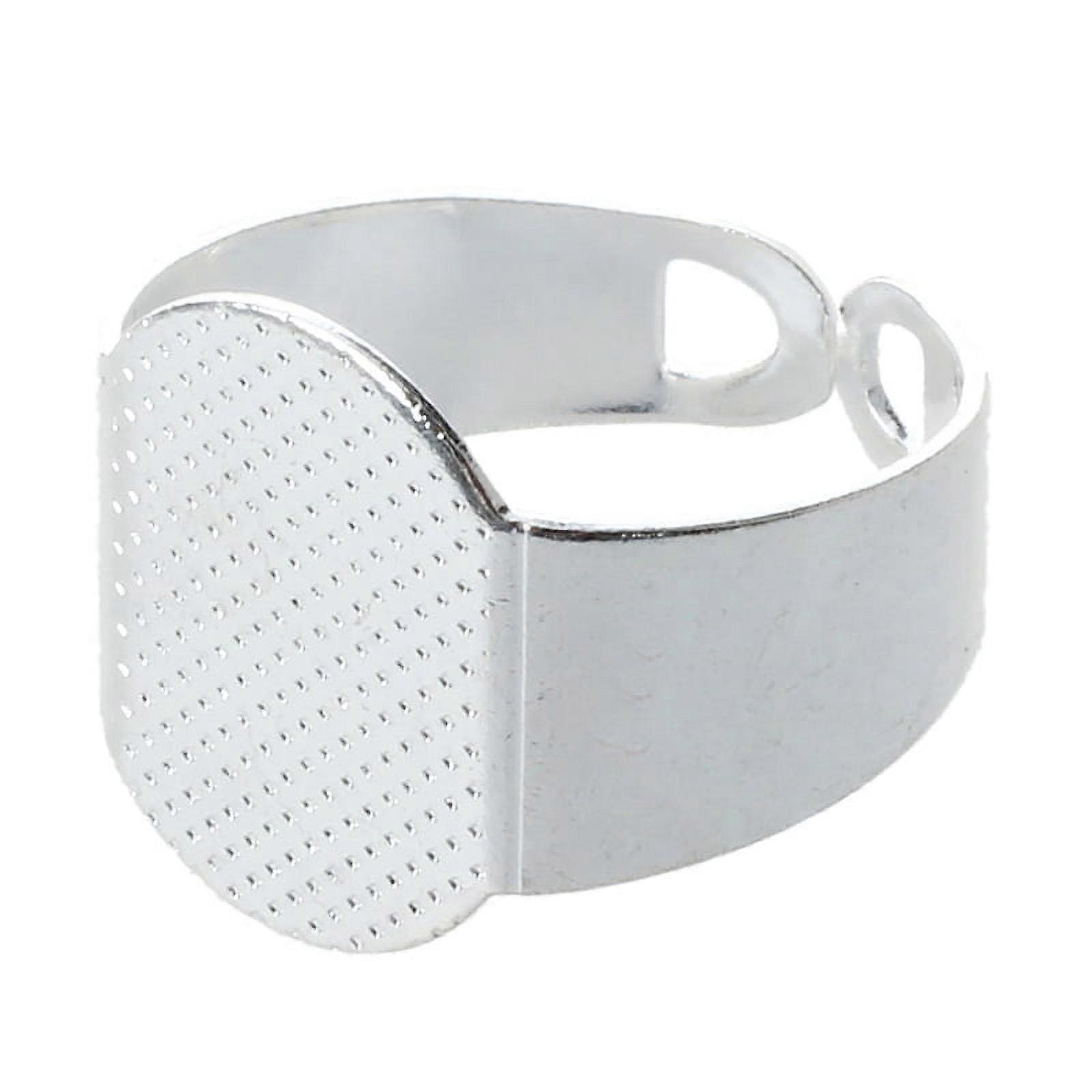 10 PCS 15 mm Silver Crafting Oval Adjustable Ring Holder