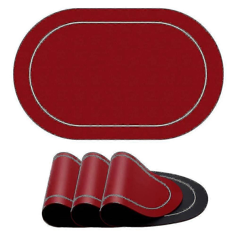 Ensemble de 4 sets de table, sets de table lavables, sets de table en cuir coloré double face, sets de table lavables (rouge et noir) pour tables à manger et restaurants.