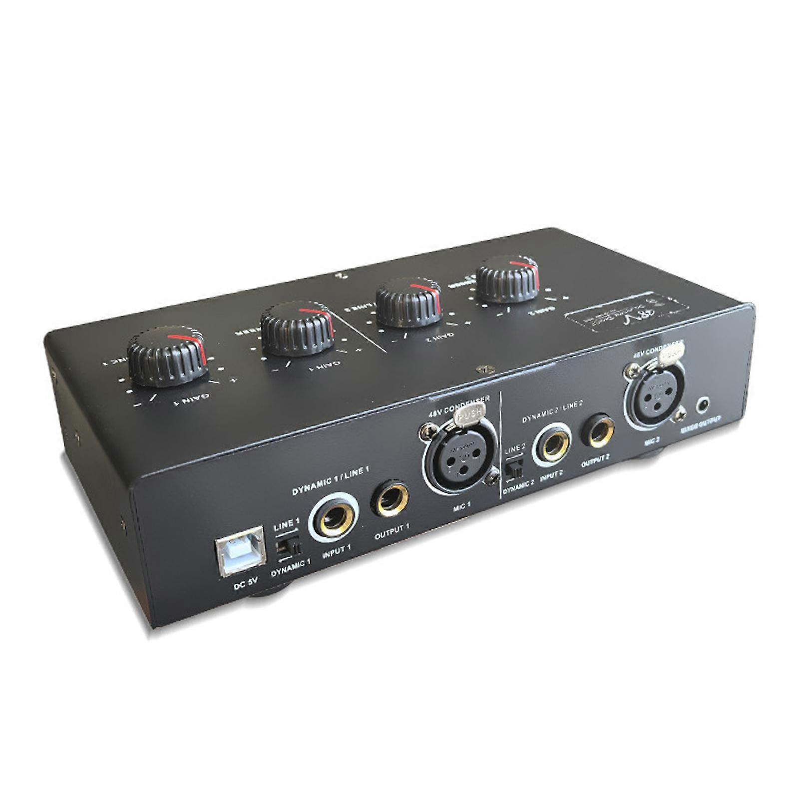 Préampli micro double canal pour micros dynamiques et à condensateur, gain de 50 dB et couleurs vives