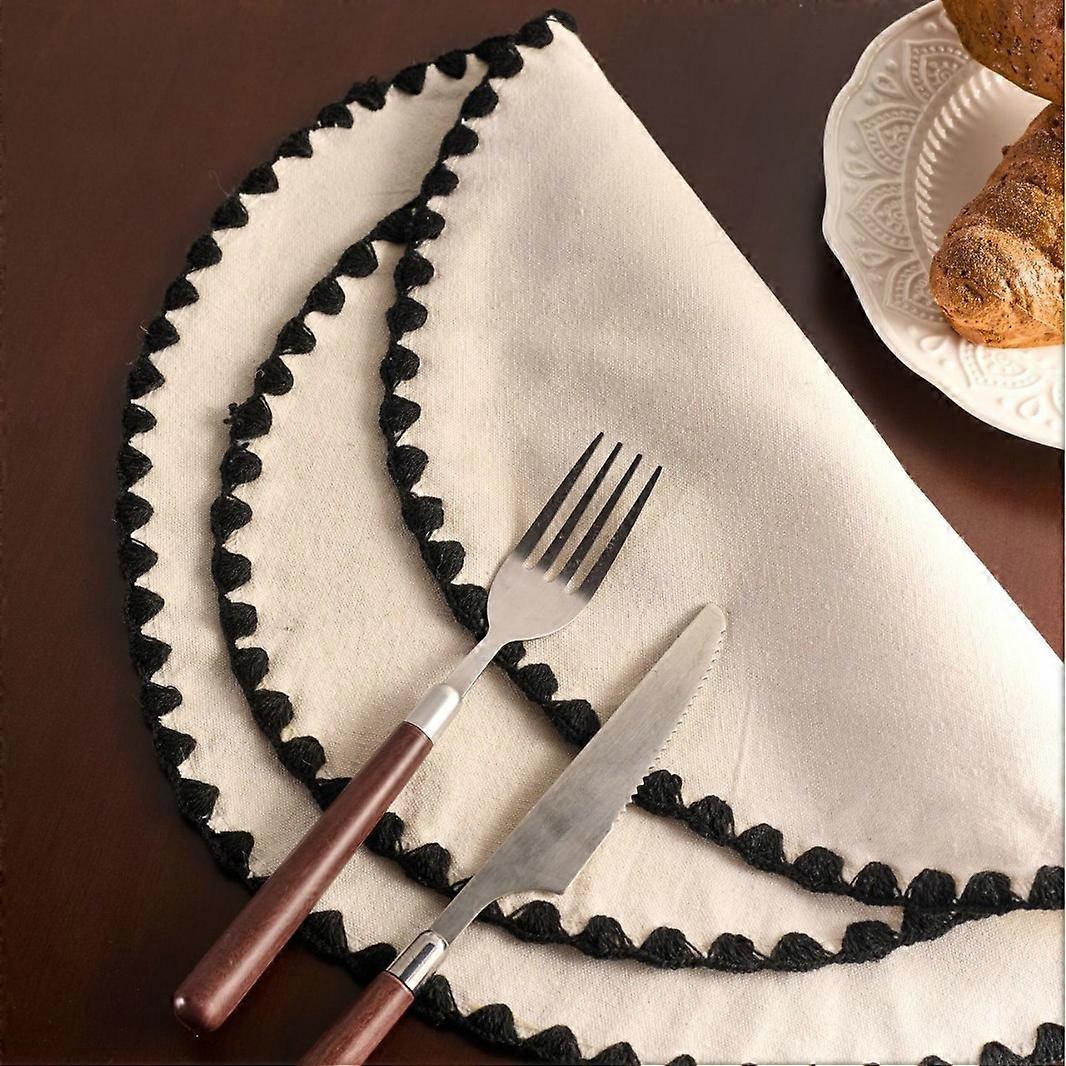 1. Square placemat, size 32-45, simple and versatile, plain embroidered, heat-insulating, round, decorative, solid color tablecloth,