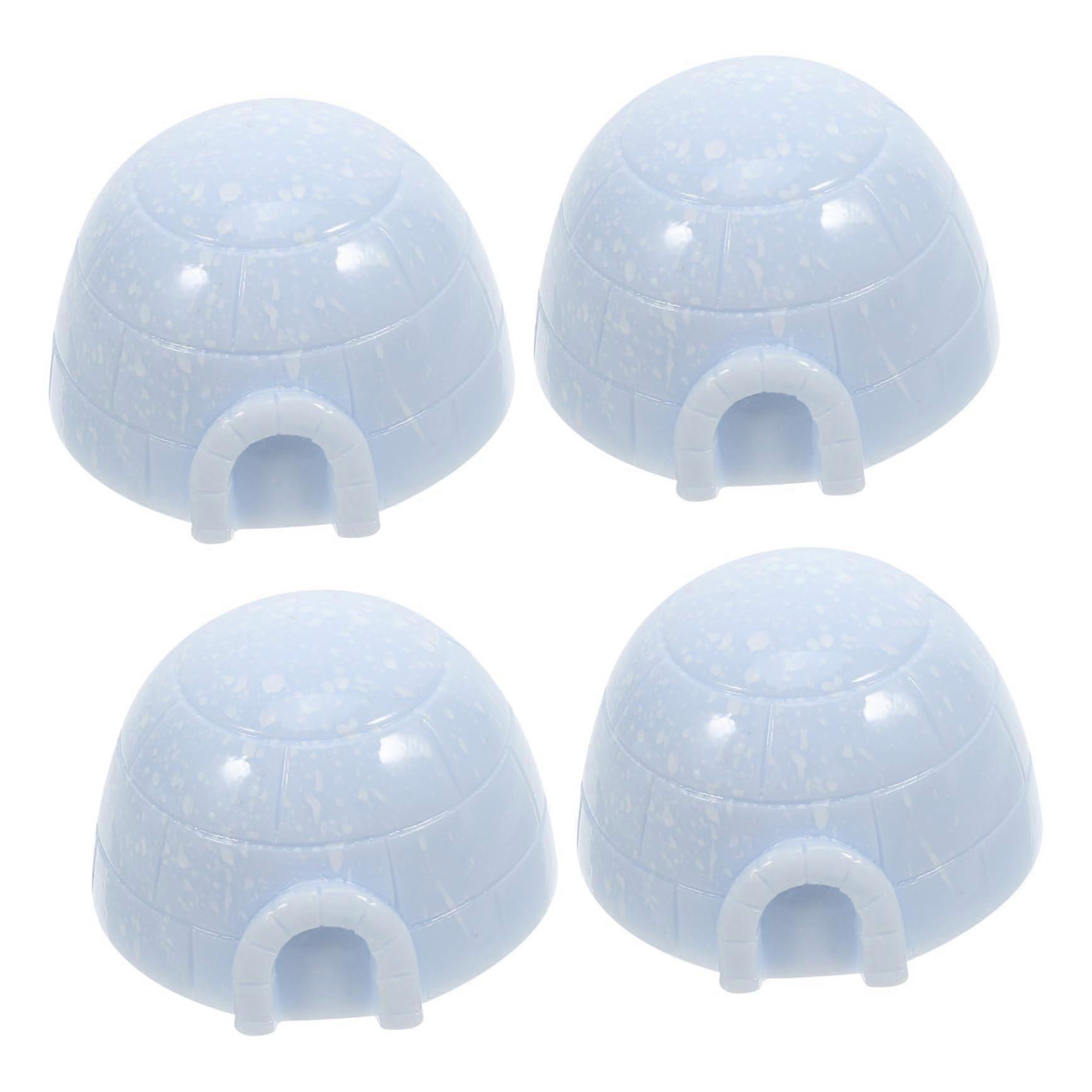 Miniature Igloo Figurines Set of 4 Resin Ice House Statues for Fairy Garden and Micro Landscape Decor