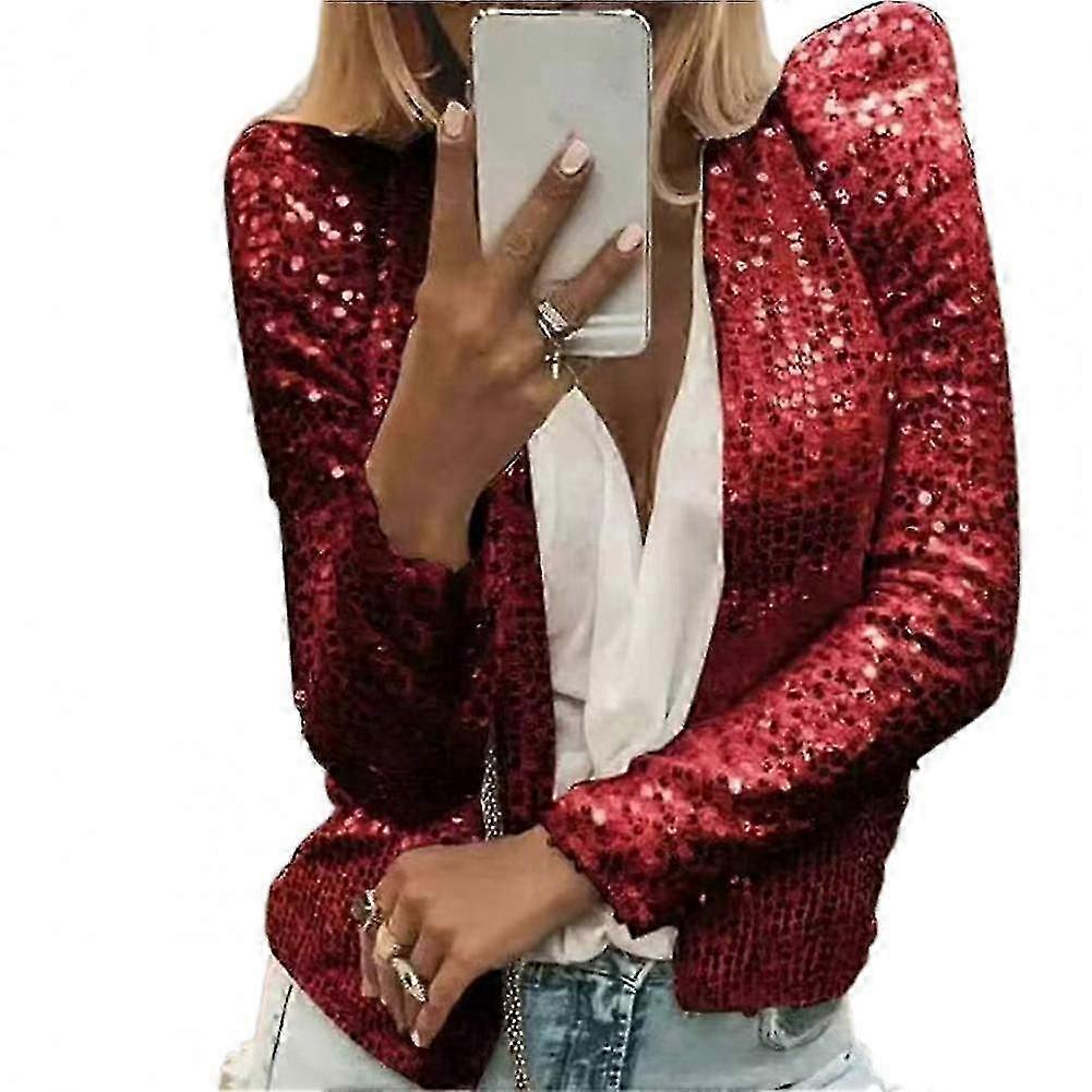 Sparkly Sequin Blazer for Women - Open Front Short Jacket for Daily Wear
