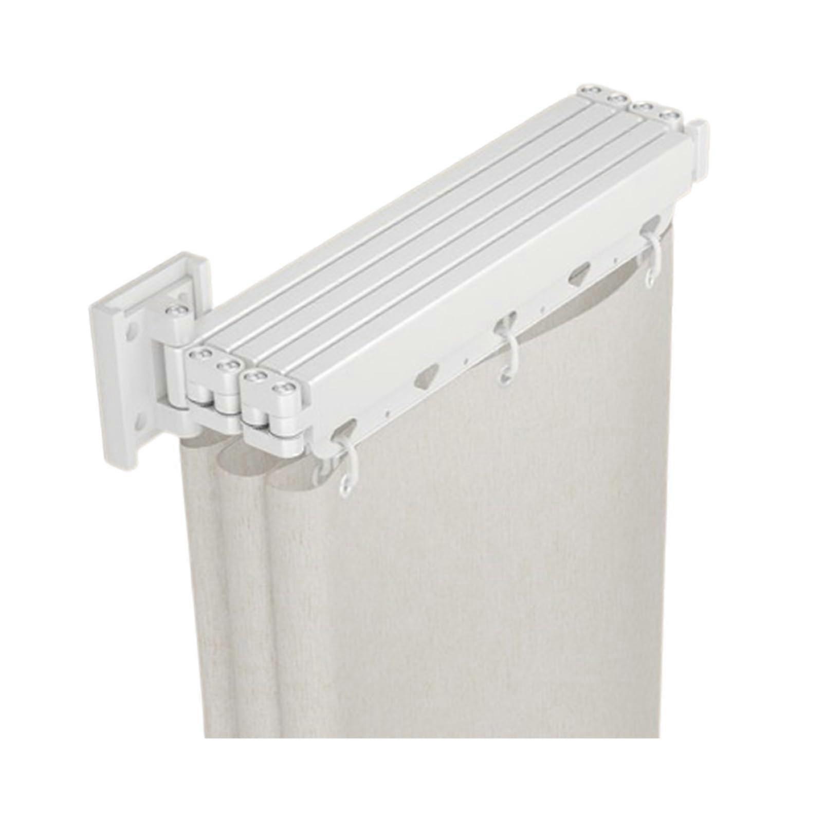 Retractable Shower Curtain Rod Wall Mounted No Drill Bendable 5Fold White Set for RV and Home