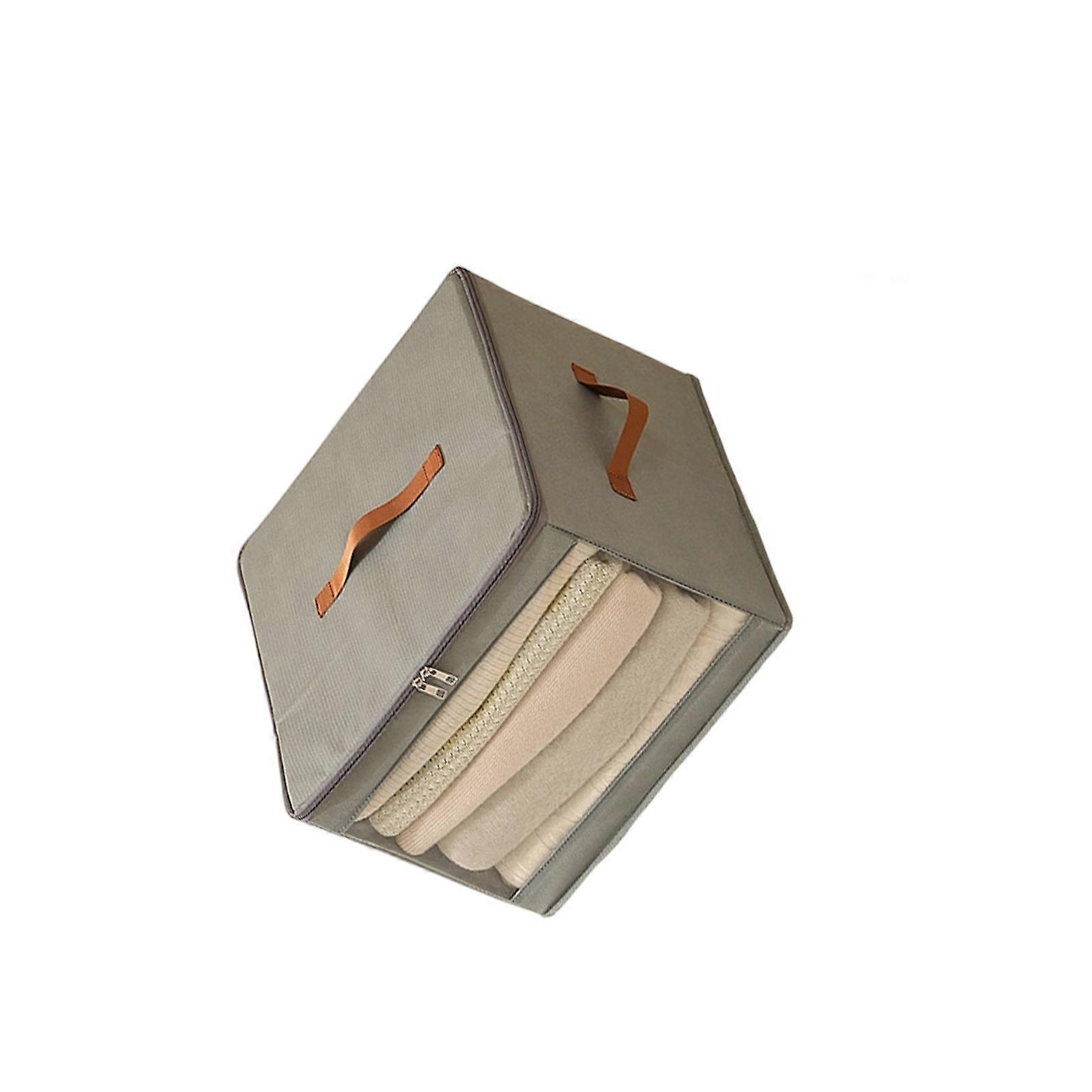 Space Saving Foldable Clothes Storage Bin Clear Window Waterproof Design Large Capacity Easy Organization Case  grey