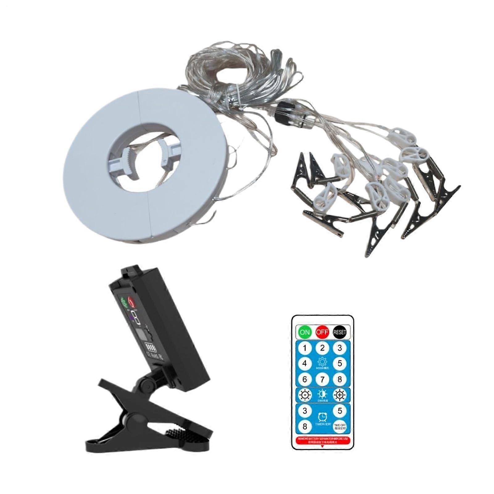 Solar Patio Umbrella Lights with Remote, Waterproof LED String, 8 Modes, USB Backup for Garden