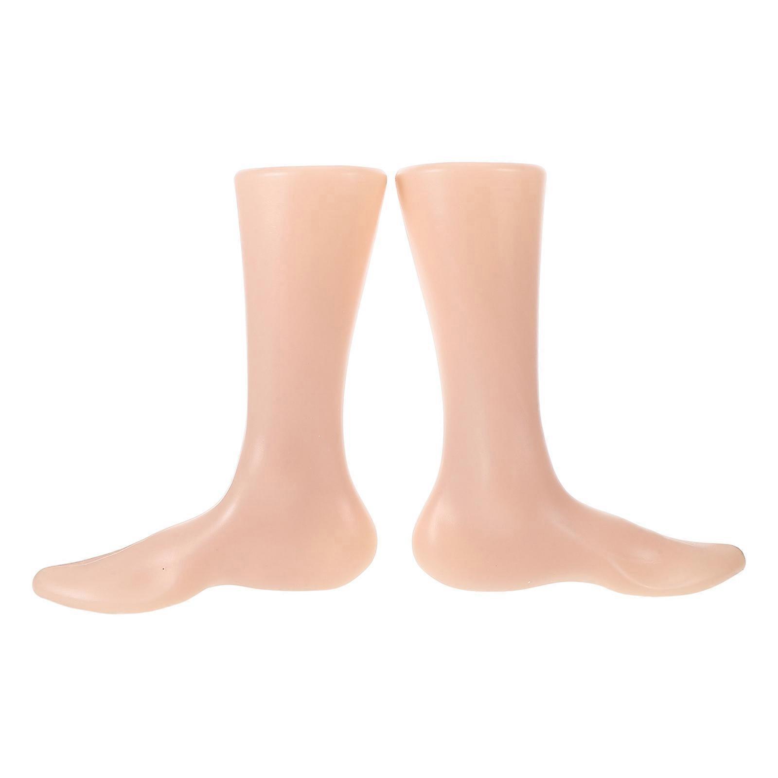 Plastic Foot Mannequin for Socks Display 2Pcs Durable Beige Foot Model