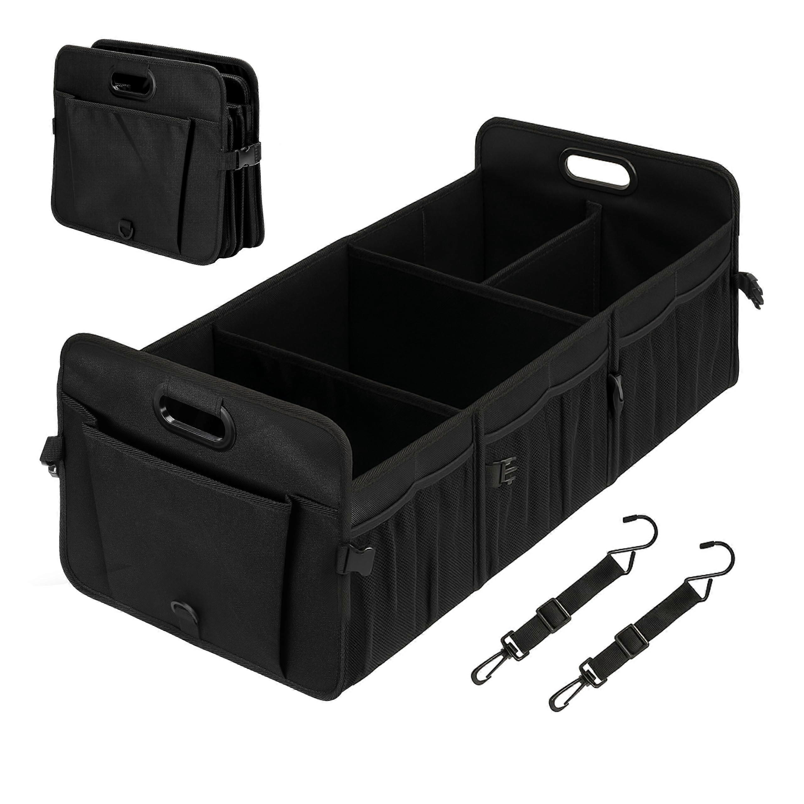 Large Capacity Car Trunk Organizer Waterproof Foldable SUV Storage with AntiSlip Base Black