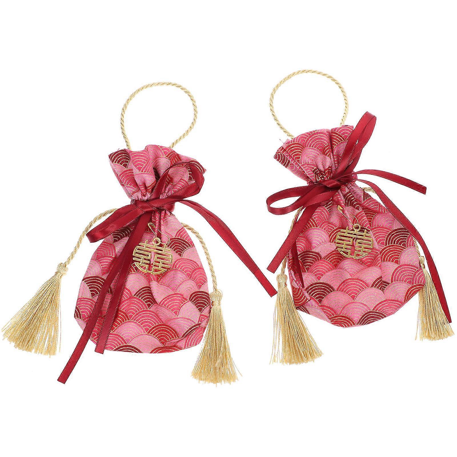 Cloth Drawstring Gift Bags Wedding Candy Bag for 4Pcs Party
