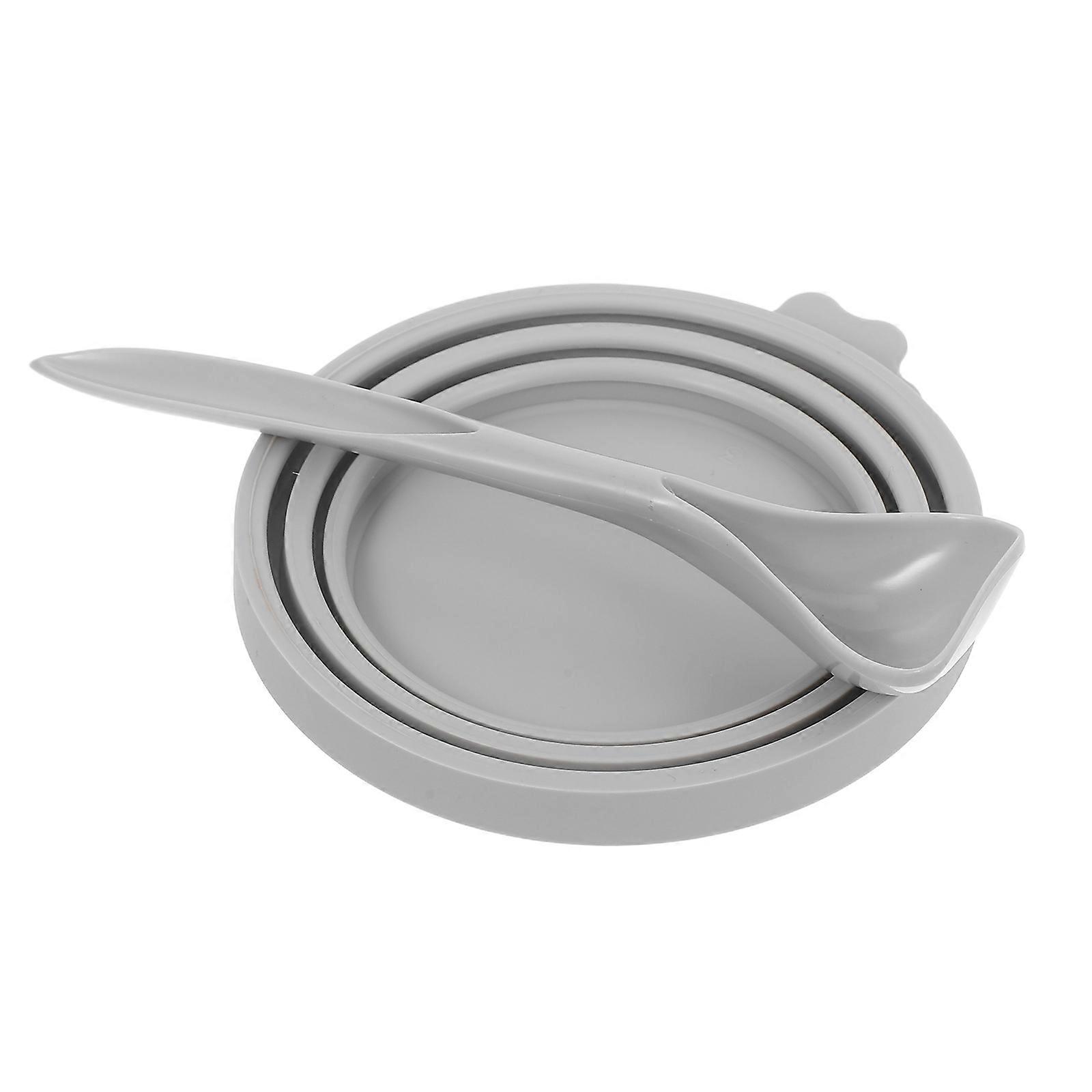 Reusable Silicone Pet Can Covers with Spoon for Cup Use Dark Grey