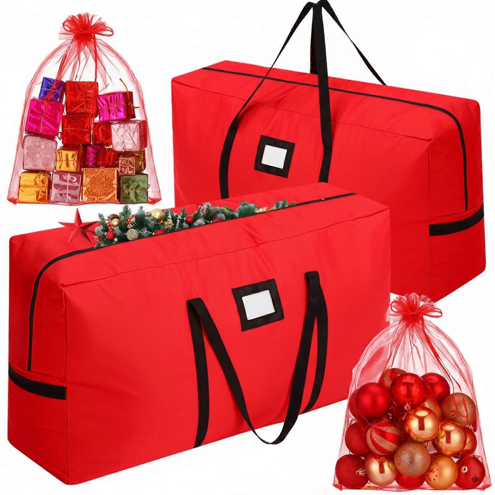 2 Pack Christmas Tree Storage Bag for 23FT Trees, 600D Oxford Waterproof with Handles, Red