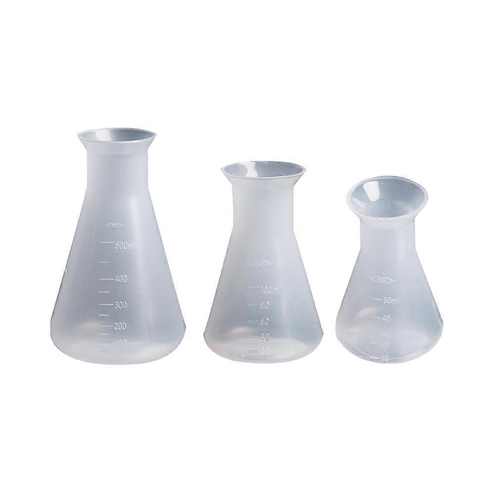 Plastic Flask Conical Flask for Storage Use 3Pcs Set Kids Lab Learning Flasks