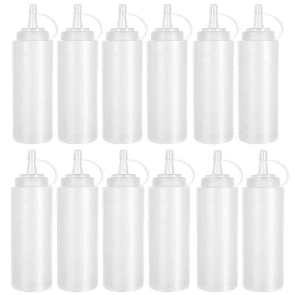 12 Pack 8oz Plastic Squeeze Bottles with LeakProof Caps for Condiments, Sauces, Dressing and Crafts