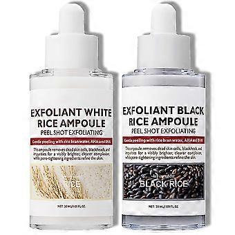 2PCS Rice Exfoliating Ampoule Duo with Hydrating Serum for Sensitive Skin, Pore Care and Glow