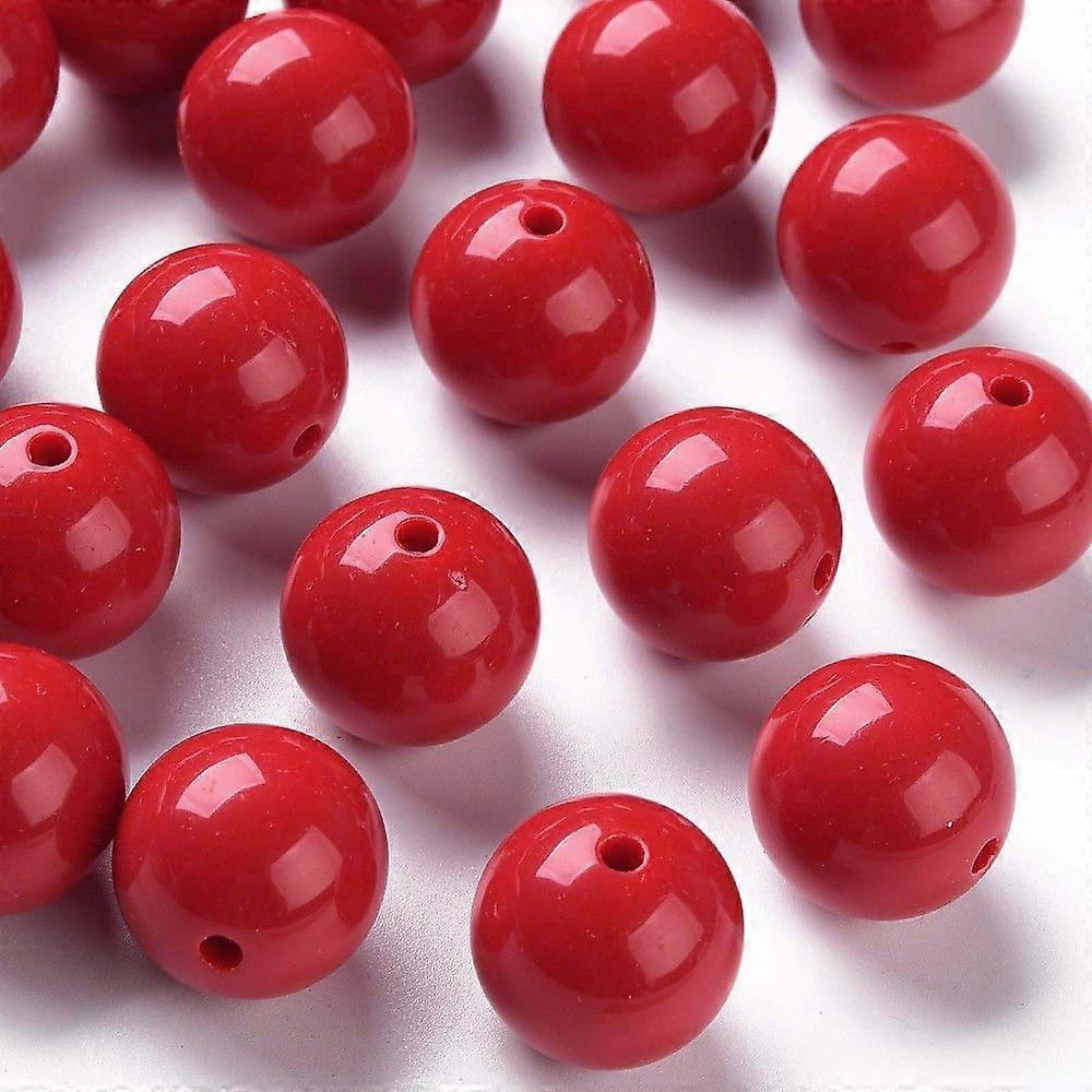 Opaque Acrylic Beads Round FireBrick 20x19mm Hole: 3mm