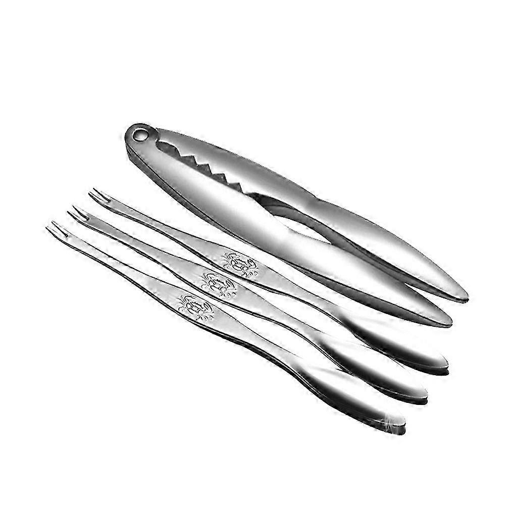 4 Pieces/set Stainless Steel Seafood Cracker Heats-resistant Fork Tool