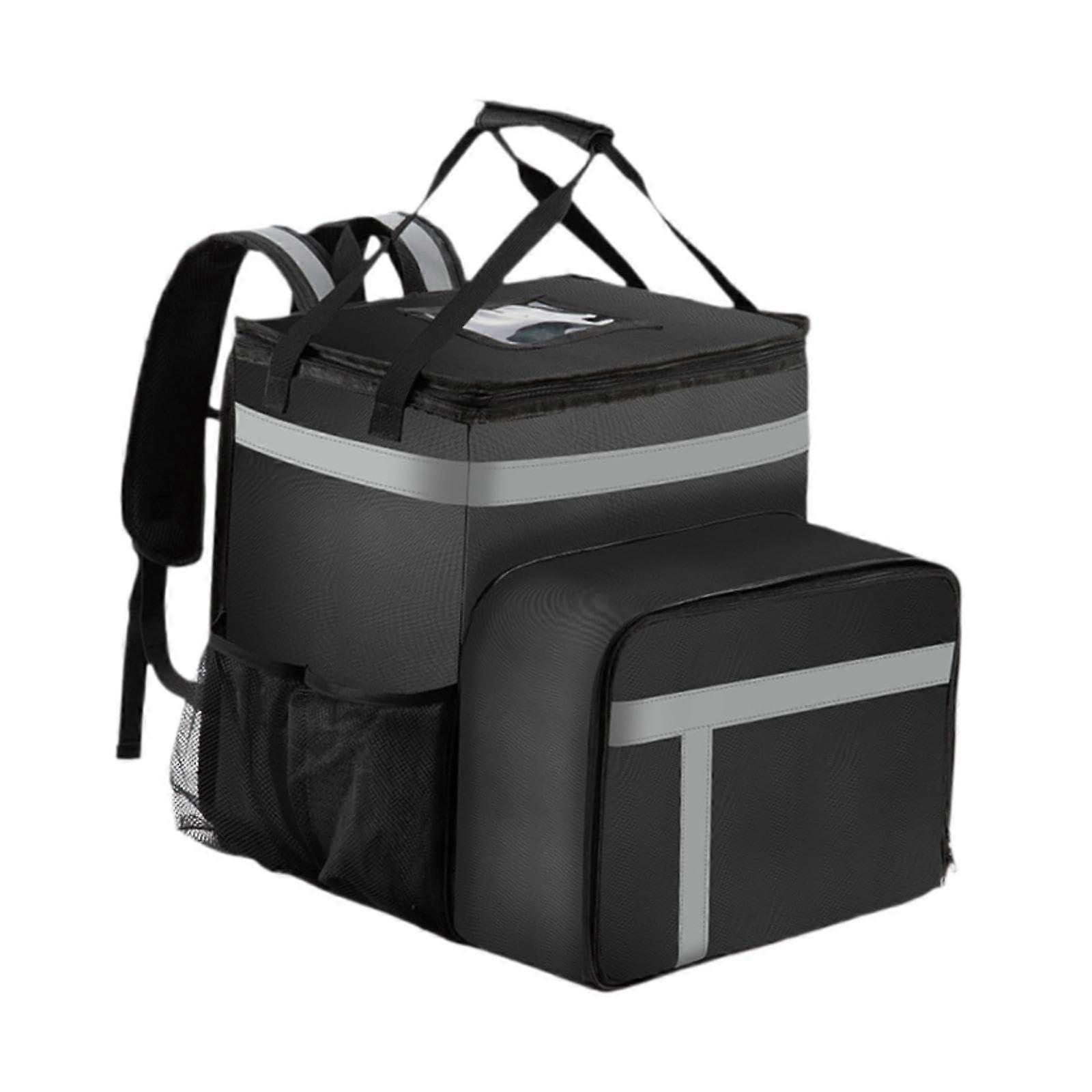 Insulated Food Delivery Backpack with Expandable Design, Side Pockets and Reflective Strips