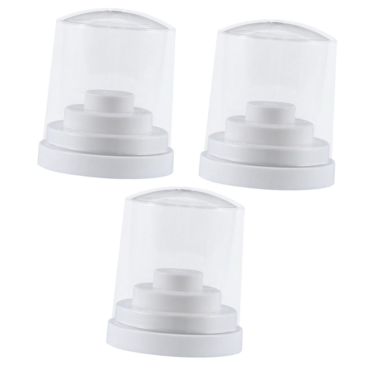 Nail Drill Bit Holder 48Hole Large Capacity Dustproof Storage Box Set White 3pcs