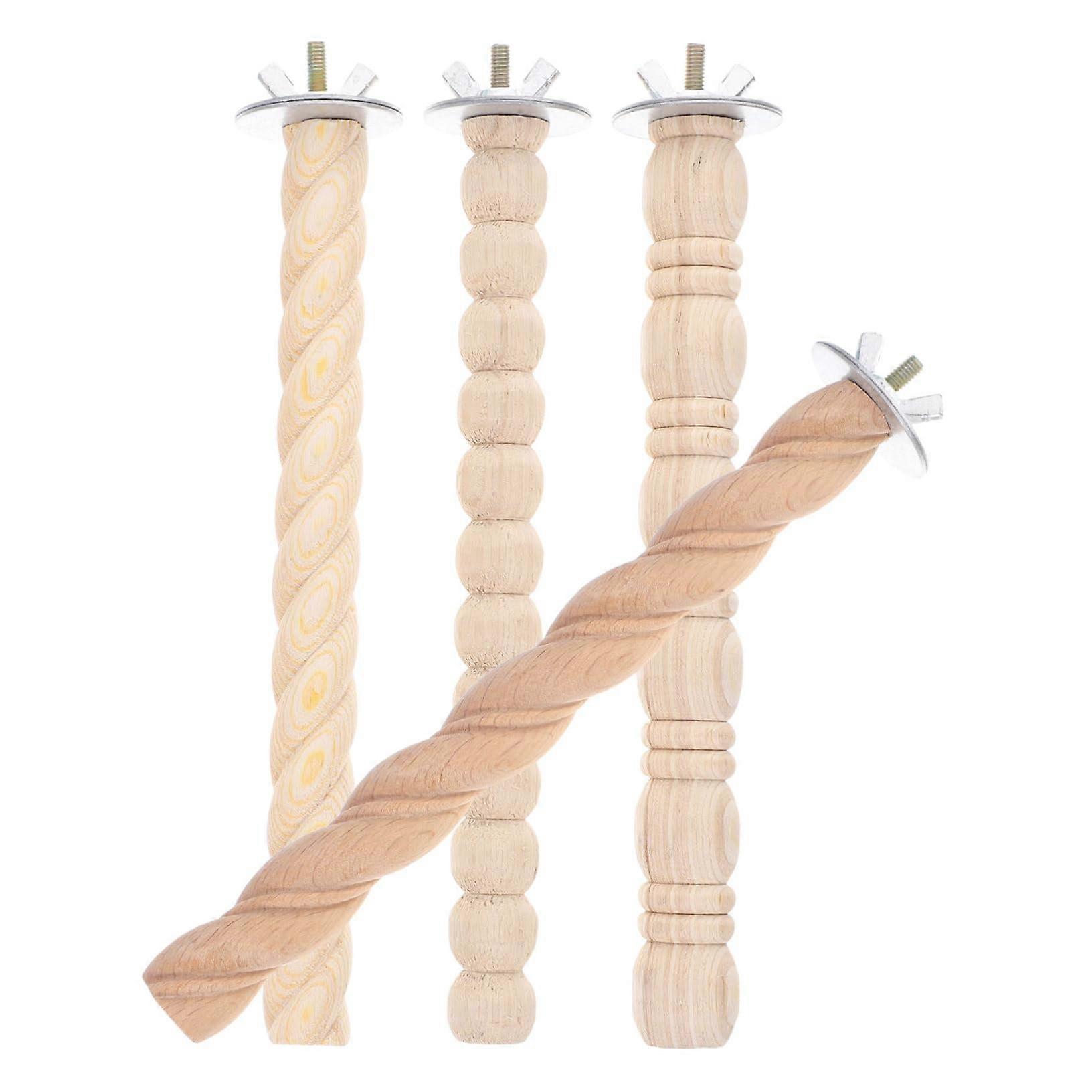 4pcs Natural Wood Parrot Perch for Cage with Interactive Play and Chewing Activity Boost