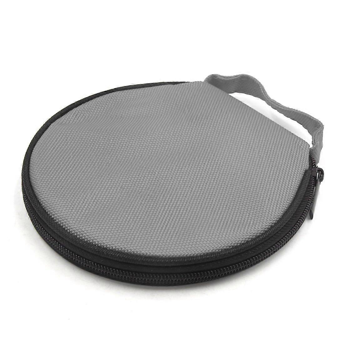 Gray Round CD Storage Case with Durable Zipper Closure for Car and Portable Disc Organizer