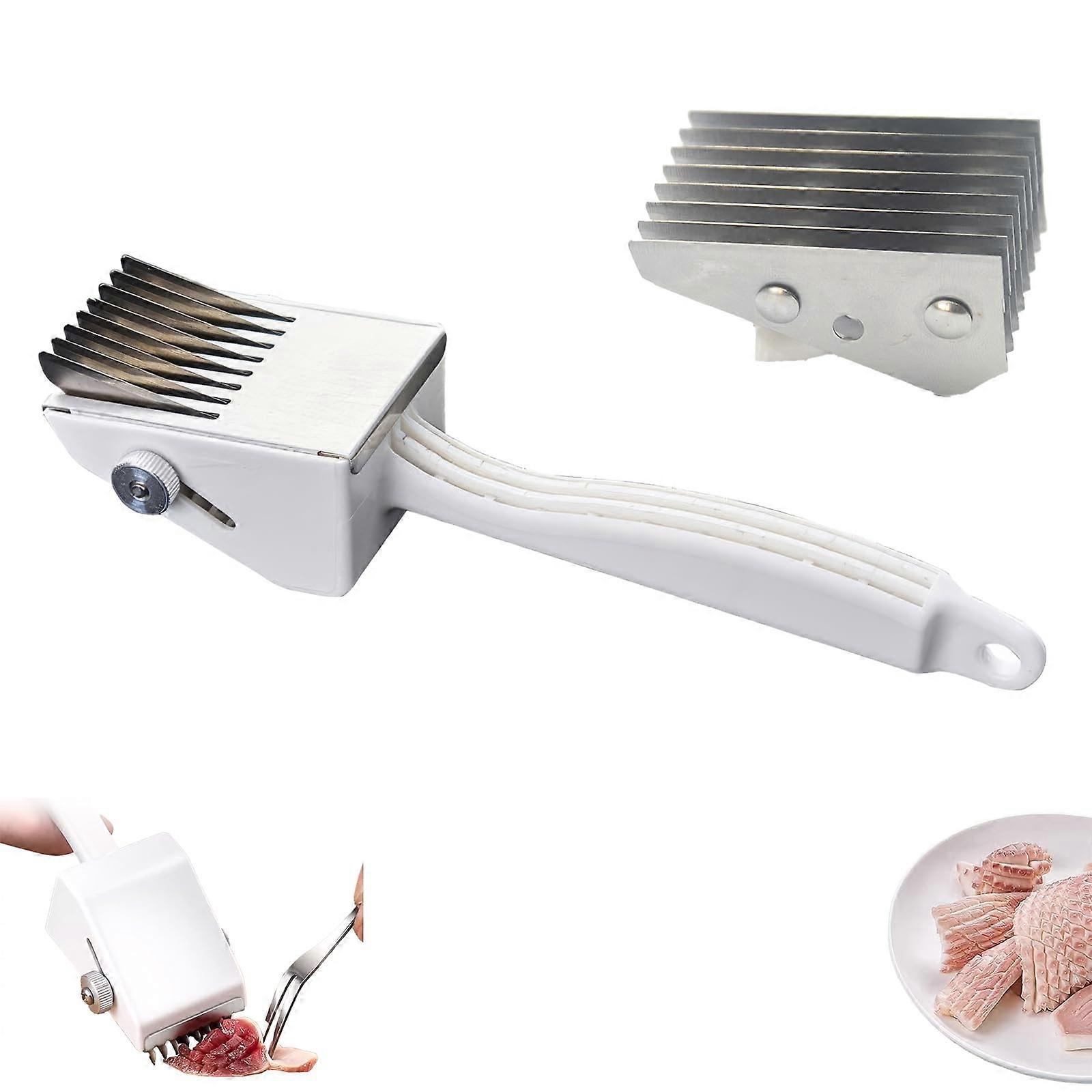 Meat Tenderizer Tool and Seafood Cutting Knife with Adjustable Depth for Squid Fish Chicken Pork