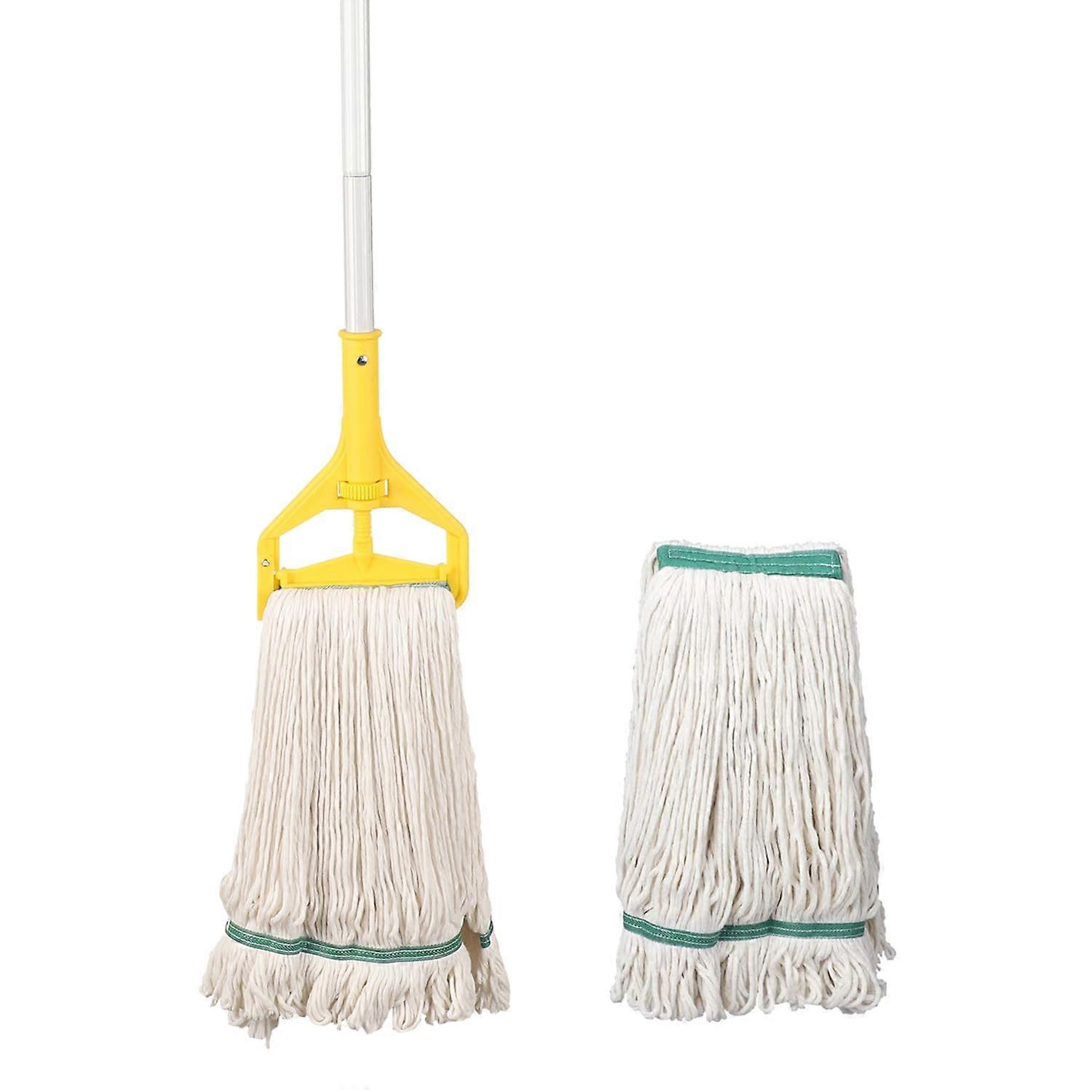 Commercial Heavy Duty LoopEnd String Mop with 59 Inch Steel Handle and Extra Replacement Head
