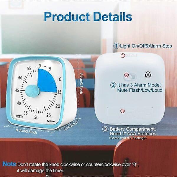Silent Visual Timer, Mute Design, 60-Minute Timing, Kitchen and Study Timer