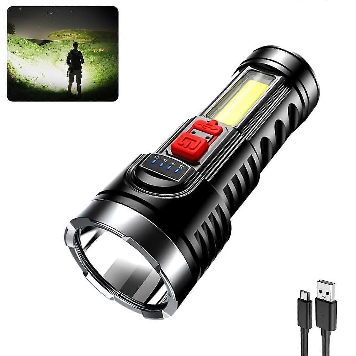 UltraBright Long Range Rechargeable LED Flashlight,  Lumens Waterproof IPX4, 4 Modes, 1pcs