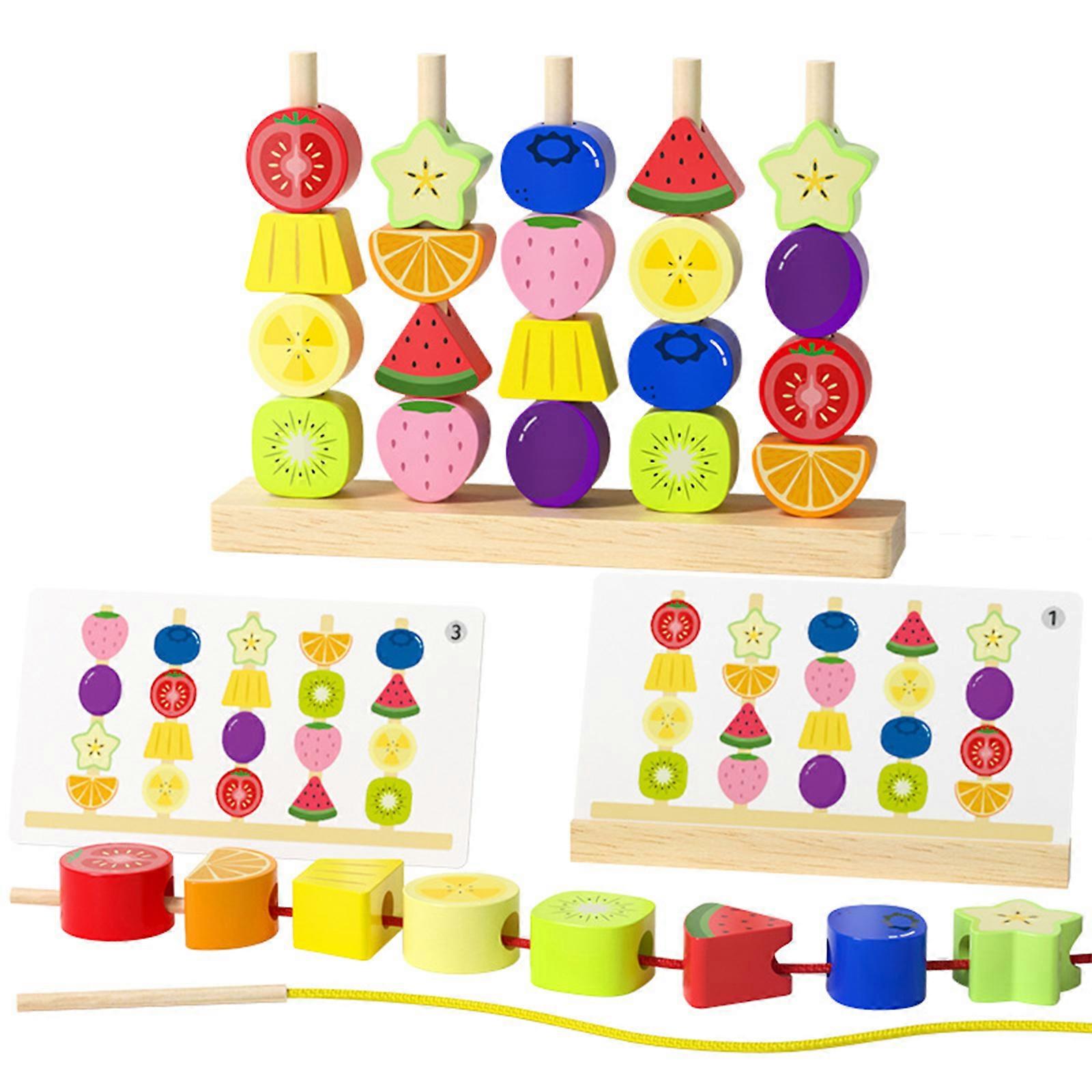 Shape Sorting Activity Toy For Children Multicolor Stringing Bead Design Sorting Game Fruit Theme Multicolor