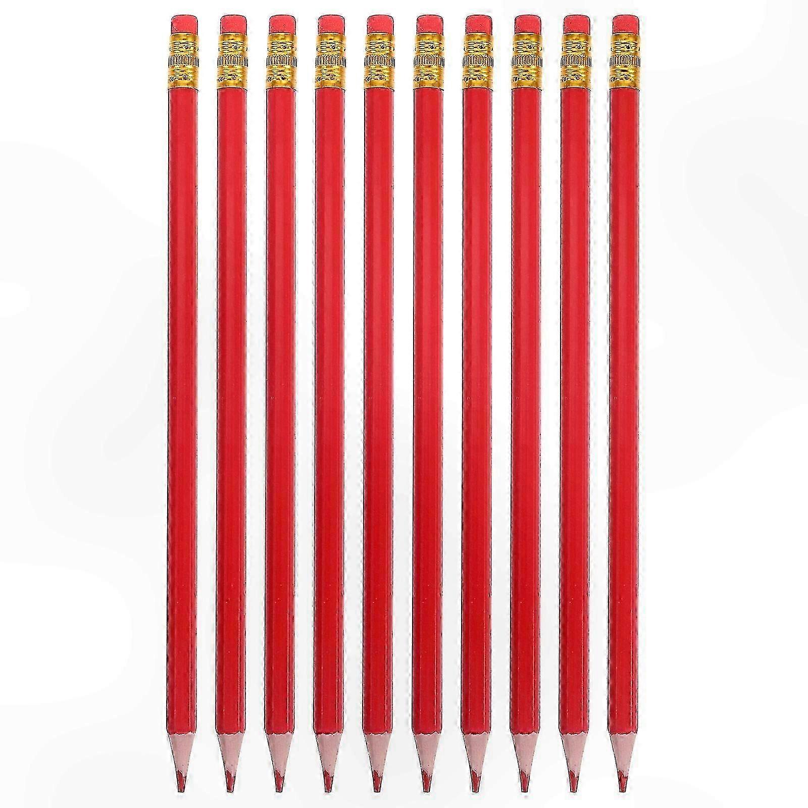 12-Pack Red Pencils with Erasers for Drafting, Coloring, Testing, and Correction