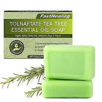 Natuurlijke zeep met tea tree-olie, volledig natuurlijke zeep voor mannen en vrouwen, exfolieert mild, reinigt de poriën, verlicht huidirritatie en zorgt voor een fris gevoel.