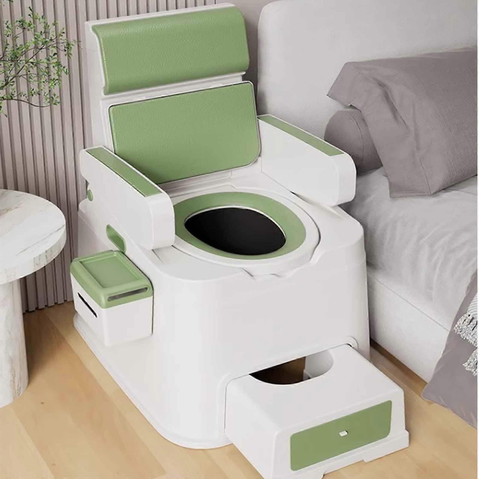 Bedside Commode for Elderly with Height Adjustable Frame, Removable Armrests and Heavy Duty Stability