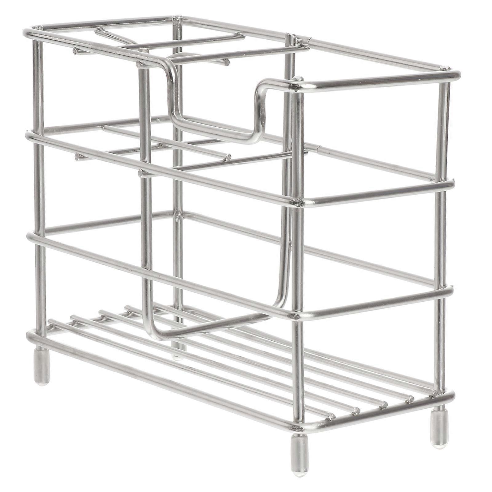 Silver Toothpaste Toothbrush Holder for Storage Use Stainless Steel Stand