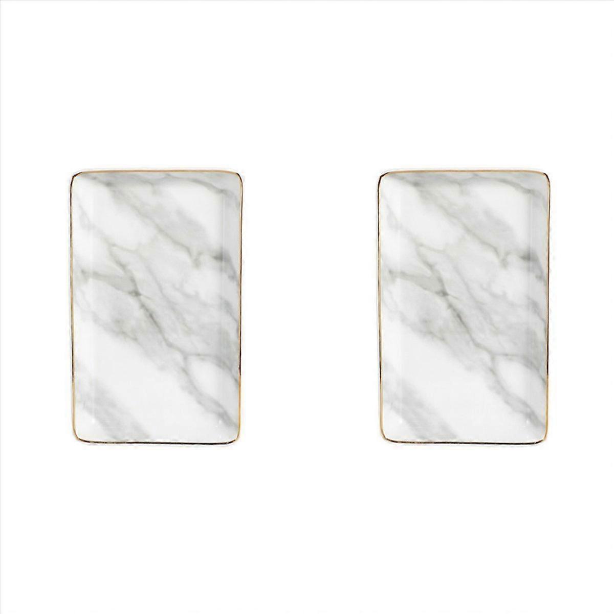 2X Ceramic Storage Tray Nordic Style Rectangular Marble Pattern Practical Decoration Jewelry Display