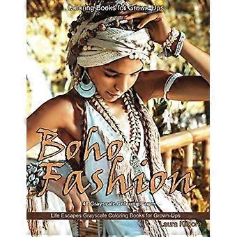 Livres de coloriage pour adultes - Mode bohème : Évasion de la vie - Livres de coloriage en niveaux de gris pour adultes - 48 pages à colorier en niveaux de gris - Mode bohème, bijoux perlés