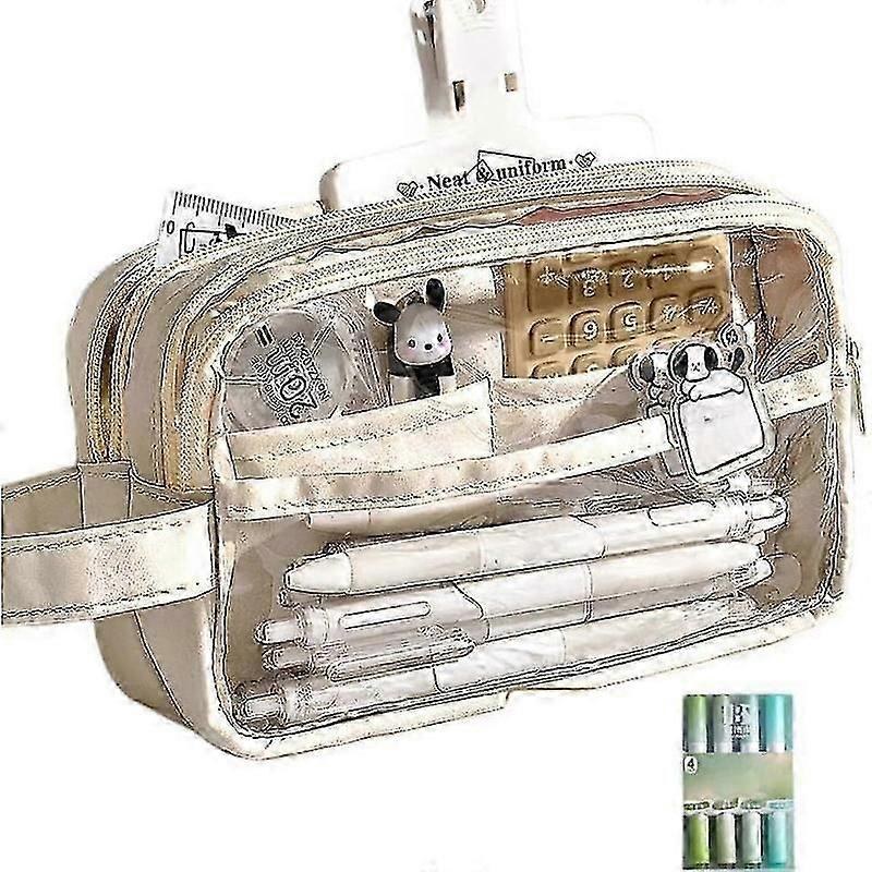 Large capacity transparent pencil case five layer