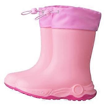 Drenge Pige Gummistøvler Farveblok Letvægts Lukket Tå Ikke-Vandtæt Gummistøvler Børn Klassisk Fødselsdag Bryllup Weekendstøvle, Pink, 9-10 År