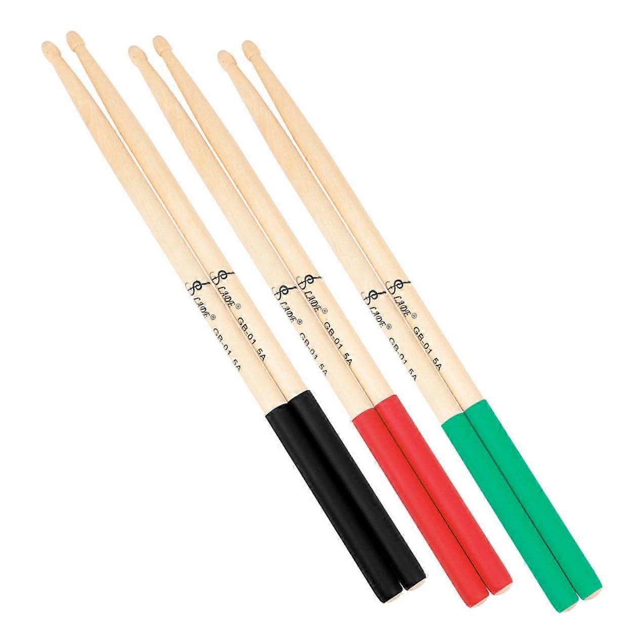 6pcs Maple Drumsticks Set NonSlip Grip Lightweight for Practice and Performance