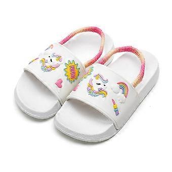 Meisjes EVA slippers met hartjes- en eenhoornprint, instapslippers voor de zomer, strand en zwembad.