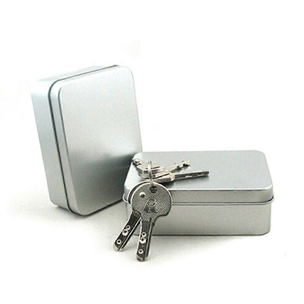 Silver Metal Rectangular Box Mini Storage Case for Portable Storage 16Pcs